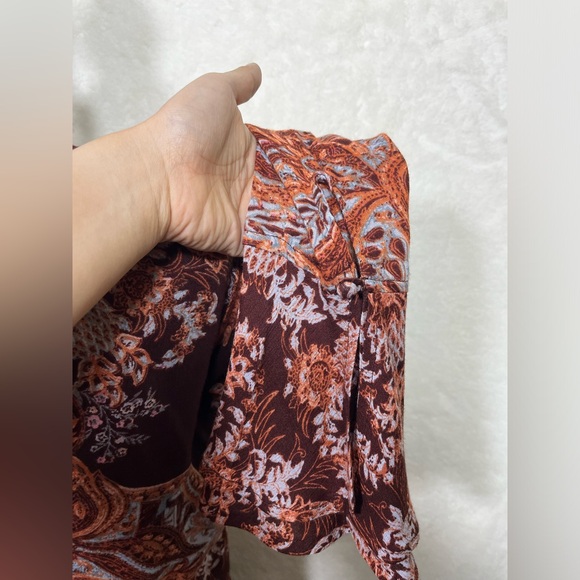 Free People BOHEMIAN Maroon Long Bell Sleeve Mini Dress Size XS - Picture 5 of 9